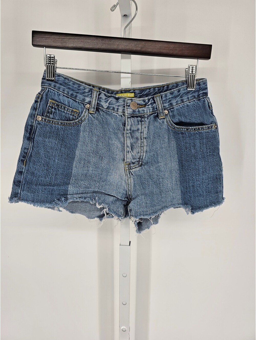 Gianni Bini Womens Sz XS Cut Off Denim Blue Jean Shorts Color Block Daisy Dukes